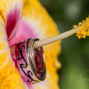 Wedding rings on flower Auckland